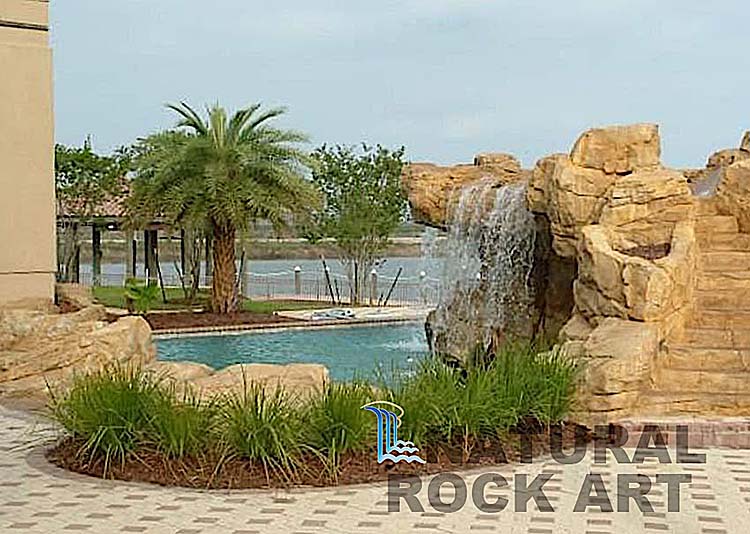Rock work using simulated rock.